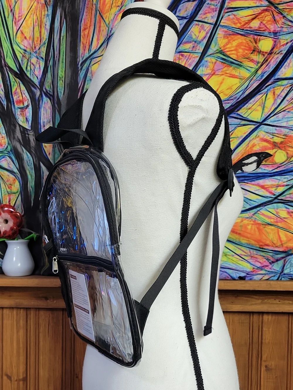 Clear Black-Trim Backpack - Transparent Stadium Bag
